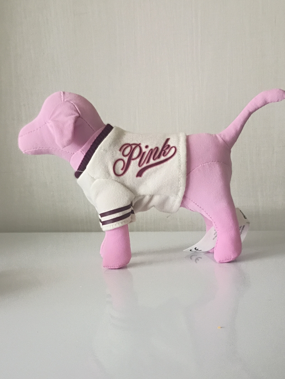 Victoria's Secret Iconic Pink Hound Plush PINK Logo Varsity Sweater Mini - Picture 2 of 11